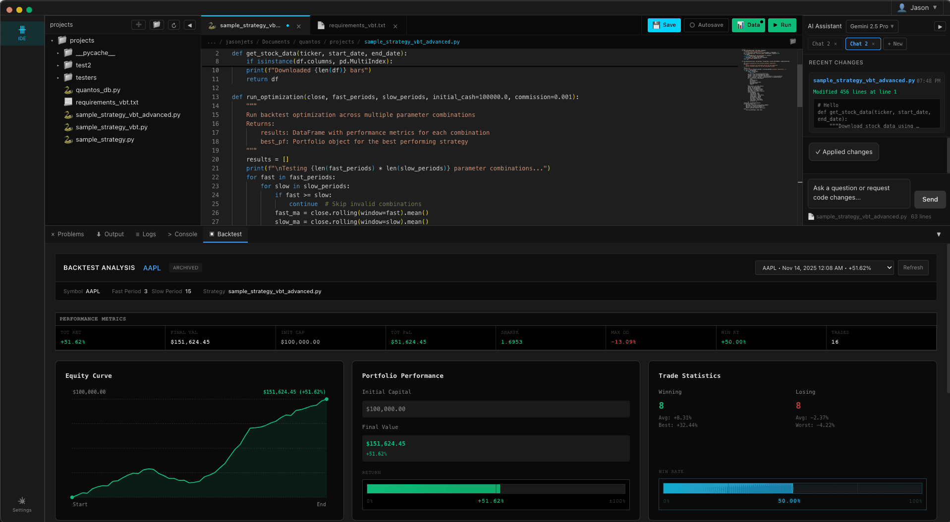 QuantIDE IDE Interface